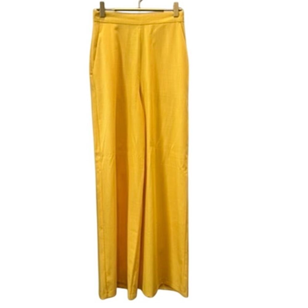 ASOS DESIGN Interlock Wide‑Leg Pants in Yellow – Size UK 8 / US 4